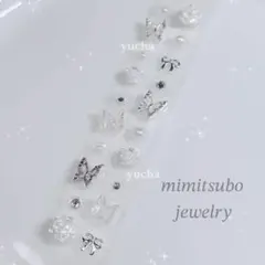 即購入OK❤︎‬耳つぼジュエリー シルバー ホワイト 蝶々 薔薇 韓国 20粒