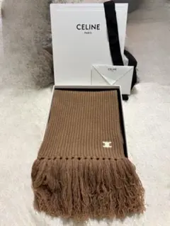 CELINE セリーヌ　トリオンフ刺繍 カシミヤ100% マフラーのサムネイル