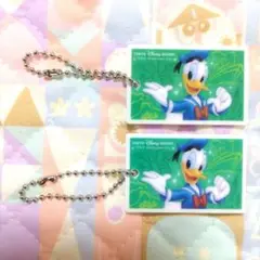ディズニー　キーチェーン　１デー　チケット　ドナルド　①②