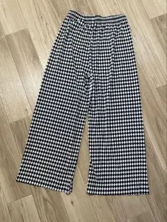 チェック柄 ワイドパンツ レディース