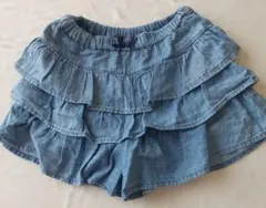 フリル付きデニムブルーショートパンツ