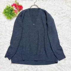 【イーブス】 ニットプルオーバー アルパカ Vネック グレー系 着回し シンプル