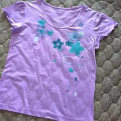 hind 花柄プリント Tシャツ L 紫
