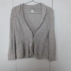 NOLLEY'S グレーベージュ ケーブル編みカーディガン