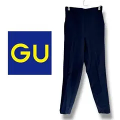 【ジーユー】スラックスパンツ　センタープリーツ　ウエストゴム　M ネイビー　通勤