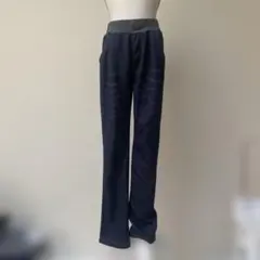 ネイビー ストレートパンツ ウエストゴム