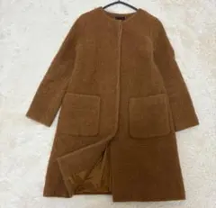 美品✨デミルクスビームス　ノーカラーコート　ウールコート　比翼　ボアコート