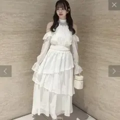 ナイスクラップ アメスリティアードロングワンピース ホワイト