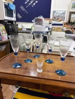 ◉美品！【フランス製•リュミナルク•ブルーステム•シャンパングラス】9 