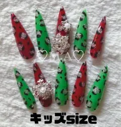 ♡現品 子供用 ギャル コギャル クリスマス 量産型 地雷系 ネイルチップ♡