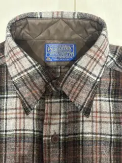 70s PENDLETON ウールシャツ M シャドーチェック ブルー×ブラック