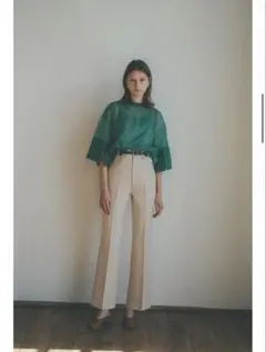 CLANE シアー素材 半袖Tシャツ グリーン サイズ1のサムネイル