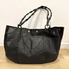 美品　BEARDSLEY チューリップレザーバッグ 黒のサムネイル