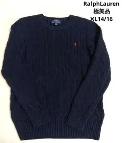 極美品　ポロラルフローレン　ケーブルニット　ネイビー　160 レディースxs