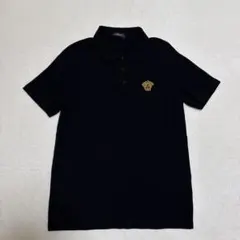 VERSACE 鹿子 ポロシャツ メデューサ 刺繍 ブラック M カノコのサムネイル