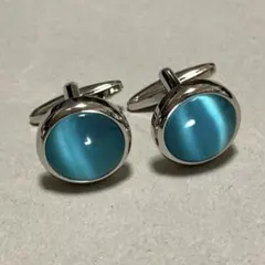英国 エリザベス・パーカー ラウンド型 グリーン カフリンクス