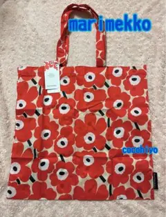 新品　marimekko マリメッコ トートバッグ　レッド　エコバッグ　赤　花柄