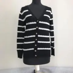 PARK GIRL 長袖カーディガン ボーダー柄 ブラック系 M