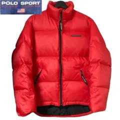 90s Polo sport ポロスポーツ 肉厚 短丈 ダウンジャケット 赤 S