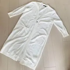 【美品】七分袖　ロングカーディガン　羽織り　白　Mサイズ　トップスのサムネイル