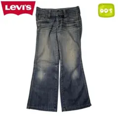 00S Y2K Levi's ユーズドブルー フレア ワイド デニムパンツ
