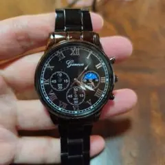 ブラック クロノグラフ風腕時計