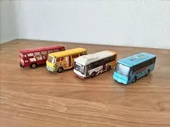 【ジャンク】トミカ バス 4台セット（スイミング・路線バス・幼稚園・2階建て）のサムネイル