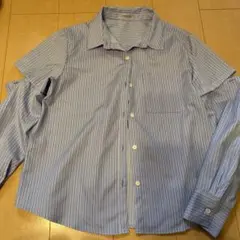 NICE CLAUP 青白ストライプ 長袖シャツ