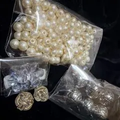 アイボリー・シルバー ビーズセット