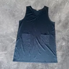 ダークブルー Vネック ノースリーブ チュニック 大きいサイズ カジュアル