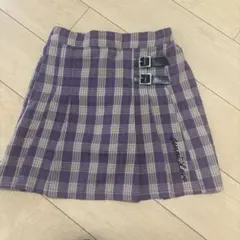Jenni Love 紫系チェック柄バックル付きスカート 150