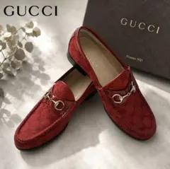 GUCCI グッチ GG柄 ホースビット ローファー 赤 38C箱付ユニセックス
