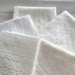 ホワイト系◯刺繍綿レース生地 ◯5枚セット◯ラスト１セット