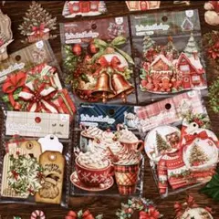 ♡6点セット‼️Xmasホリデー立体ステッカー♡コラージュ デコ