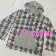 Champion チャンピオン チェック柄 フード付きジャケット 薄手 やや訳