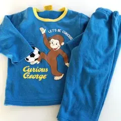 裏起毛　おさるのジョージ サッカーデザイン パジャマ 100　上下セット