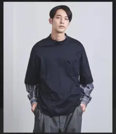 ネイビー ストライプ長袖カットソー