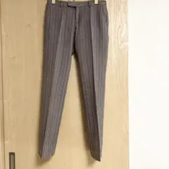 SPB グレー×ダークブラウン　ストライプ　毛100％、日本製パンツ