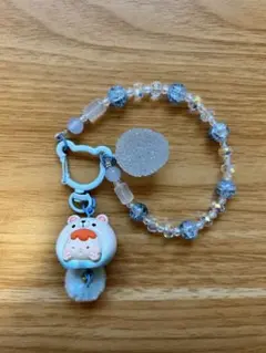 キーホルダー　クマの顔チャーム付き携帯ストラップ