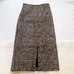 ボールジィ　ツイード ロングタイトスカート　チェック ウール混 日本製