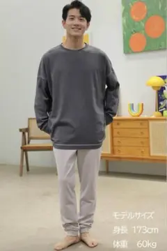 長袖 カットソー メンズ グレー