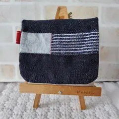 ☆デニムパッチ　マチあり移動ポケット　星