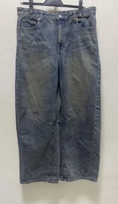 GU バレルレッグジーンズ 丈短めB+EC(丈短め68.0cm) XL BLUE