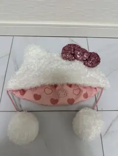 USJユニバハローキティ ポンポン付きハットファンキャップ白ホワイト