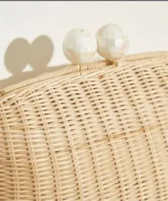 AbahouseDevinetteMi cestaガマ口ラタンミニクラッチバッグ