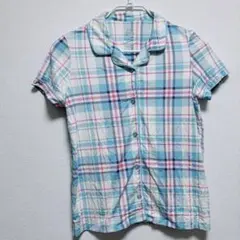 ワンダーネイション パジャマシャツ チェック 開襟 半袖 XL リラックス