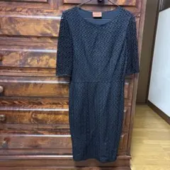 MISSONI の美品五分袖レースワンピース ブラックシックセレモニーにものサムネイル