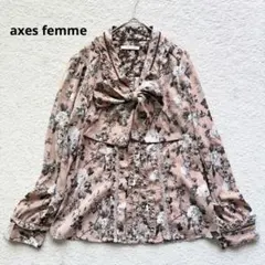 アクシーズファム 花柄 フリル レース リボンタイ ブラウス ガーリー M 美品のサムネイル