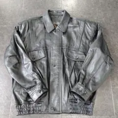 【美品　LANCEL　レザージャケット】L〜LL相当サイズ　ブラック　ラムレザー