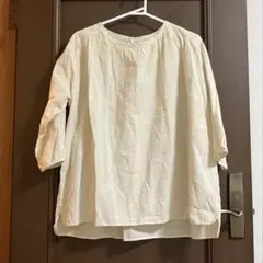 セルフサービス　刺繍　カットソー　ベージュ　黄色